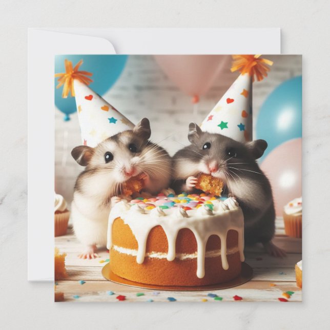 Invitación de cumpleaños de Hamsters (Anverso)