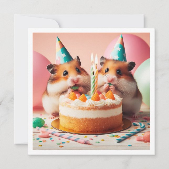 Invitación de cumpleaños de Hamsters (Anverso)