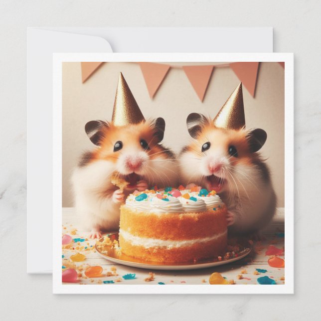 Invitación de cumpleaños de Hamsters (Anverso)
