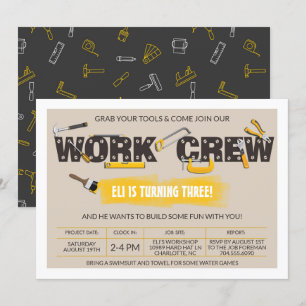 Invitación de cumpleaños de Handyman en tiempo de 