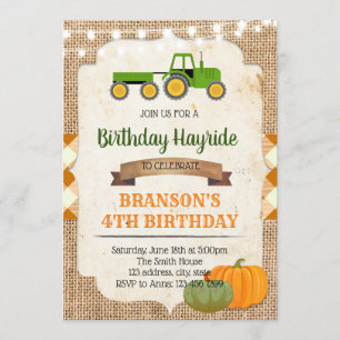 Invitación de cumpleaños de Hay ride fiesta