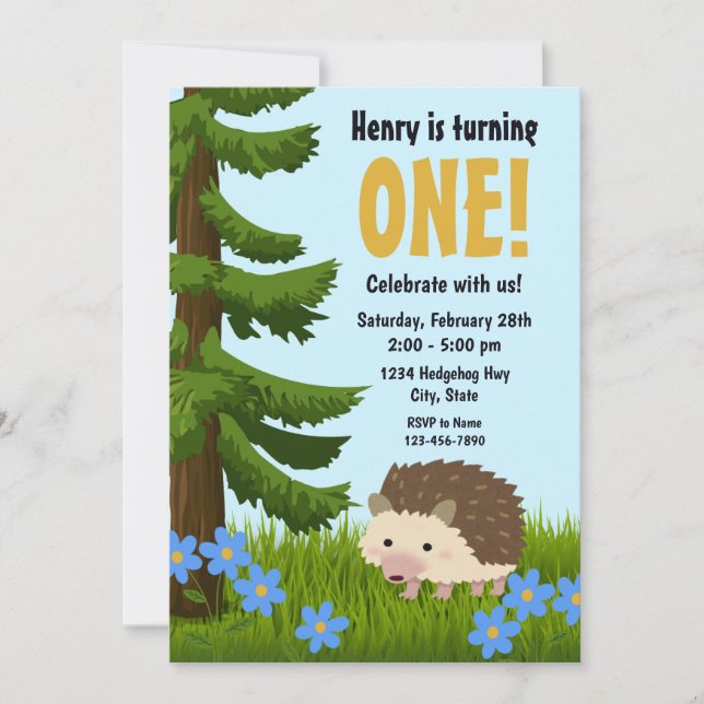 Invitación de cumpleaños de Hedgehog (Anverso)