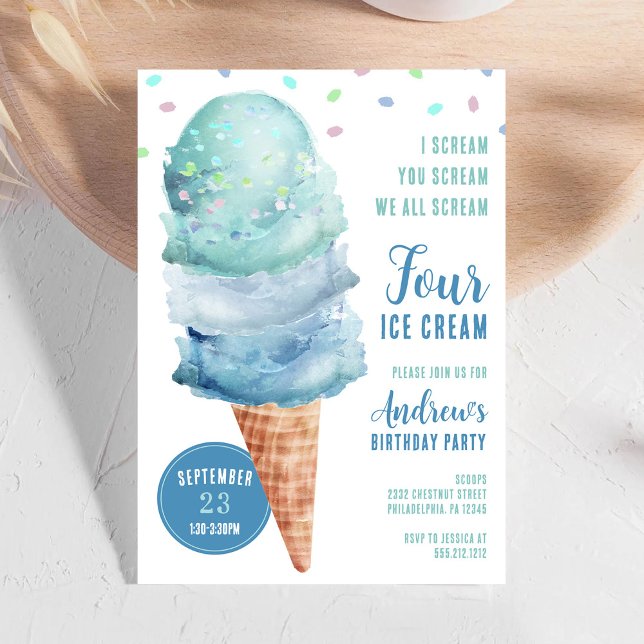 Invitación de cumpleaños de helado al grito CUATRO (Subido por el creador)