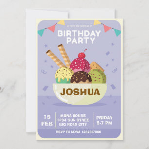 Invitación de cumpleaños de helado  Domingo de dul