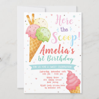 Invitación de cumpleaños de helado. Dulce Celebrac