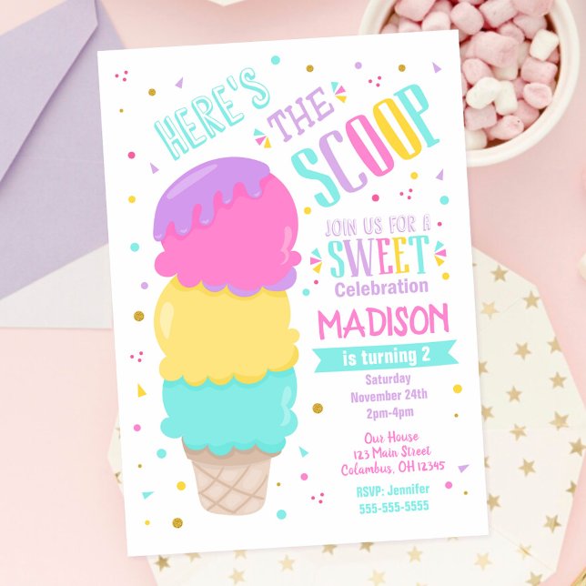 Invitación de cumpleaños de helado Dulce celebraci (Subido por el creador)