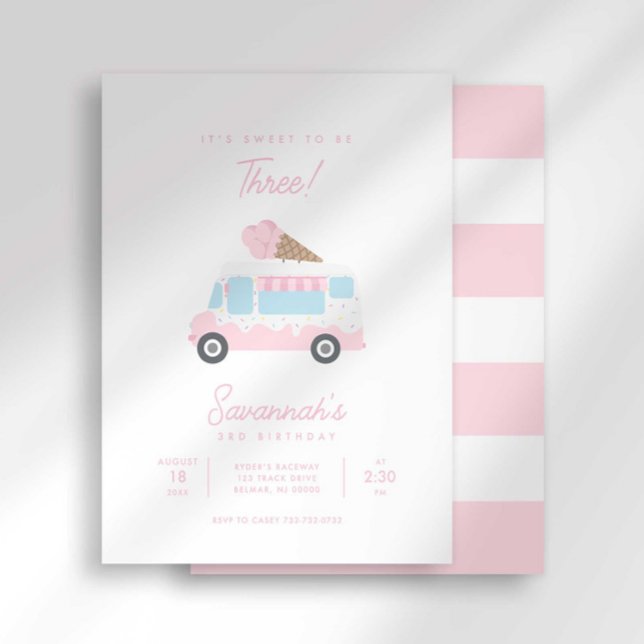 Invitación de cumpleaños de helado dulce con rayas (Subido por el creador)