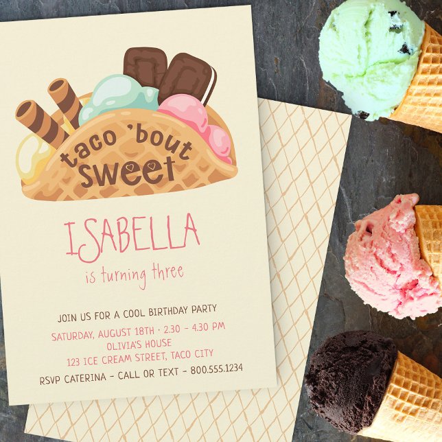 Invitación de cumpleaños de helado dulce taco (Subido por el creador)