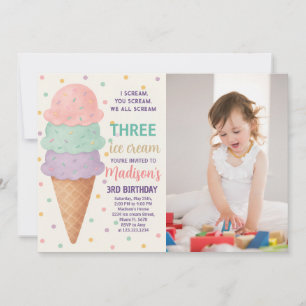 Invitación de cumpleaños de helado editable para n