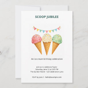 Invitación de cumpleaños de helado Scoop Jubilee