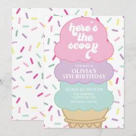 Invitación de cumpleaños de helado y grageas