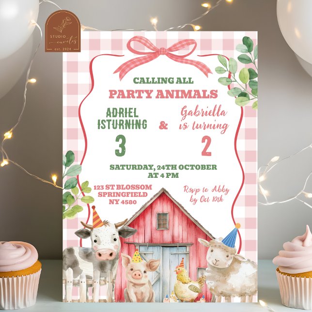 Invitación de cumpleaños de hermano en la granja (Subido por el creador)