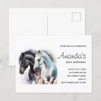 Invitación de cumpleaños de hermosos caballos en a
