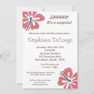 Invitación de cumpleaños de Hibiscus Flower en Haw