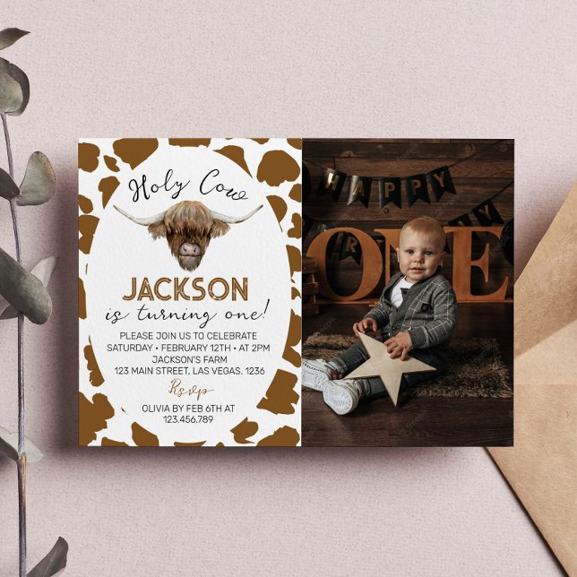 Invitación de cumpleaños de Highland Cow (Subido por el creador)