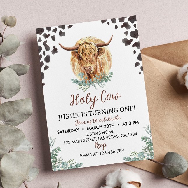 Invitación de cumpleaños de Highland Cow (Subido por el creador)