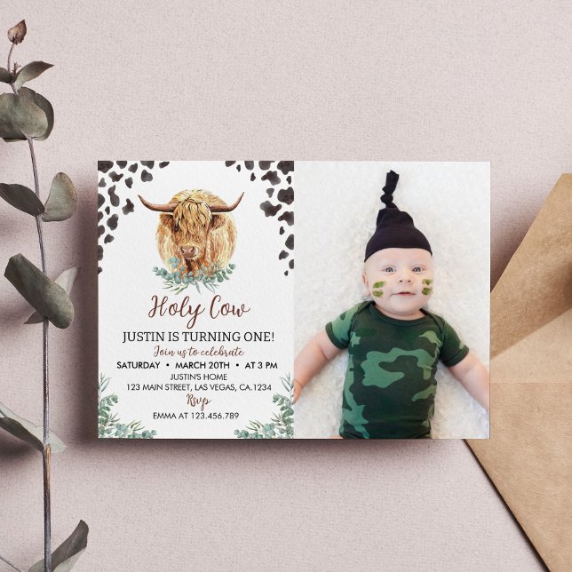 Invitación de cumpleaños de Highland Cow (Subido por el creador)
