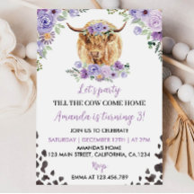 Invitación de cumpleaños de Highland Cow Girl