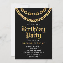 Invitación de cumpleaños de Hip Hop Gold en la cad