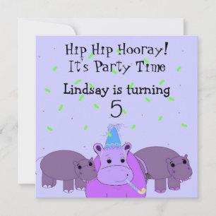Invitación de cumpleaños de hipopótamo