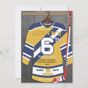 Invitación de cumpleaños de hockey en oro personal