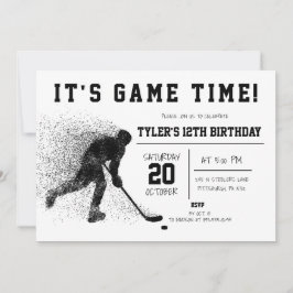 Invitación de cumpleaños de hockey negro