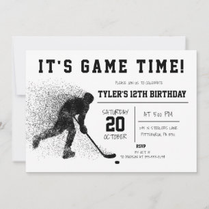 Invitación de cumpleaños de hockey negro