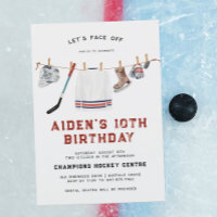 Invitación de cumpleaños de hockey para el 1er cum