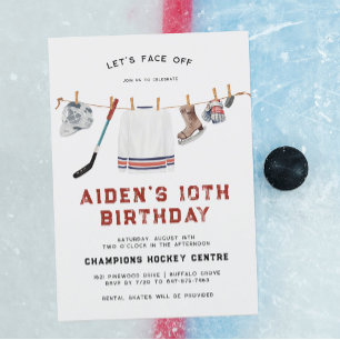 Invitación de cumpleaños de hockey para el 1er cum