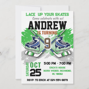 Invitación de cumpleaños de hockey personalizada