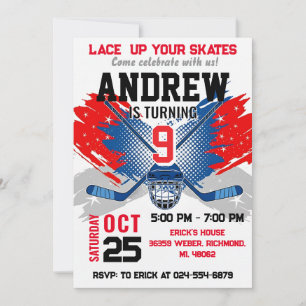 Invitación de cumpleaños de hockey personalizada