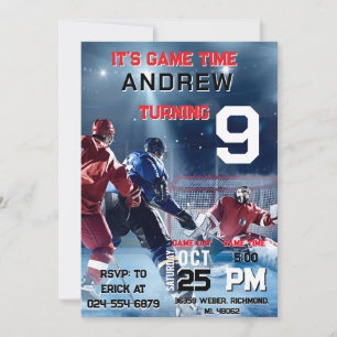 Invitación de cumpleaños de hockey personalizada c