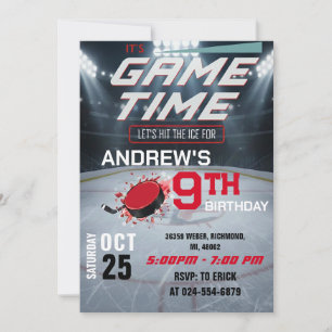 Invitación de cumpleaños de hockey personalizada c