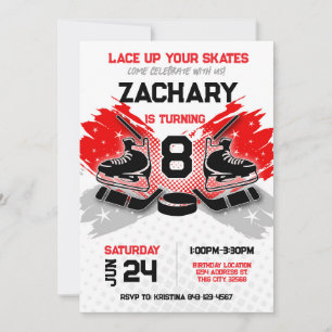 Invitación de cumpleaños de hockey RED