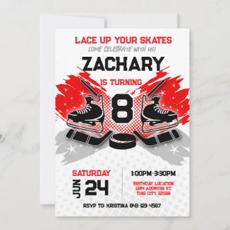 Invitación de cumpleaños de hockey RED