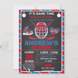 Invitación de cumpleaños de hockey simple de perso