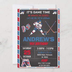 Invitación de cumpleaños de hockey simple personal