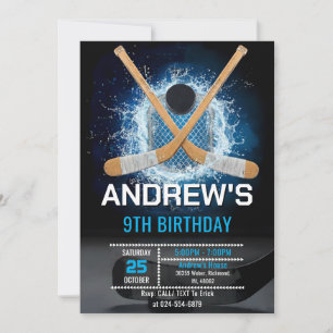 Invitación de cumpleaños de hockey simple personal