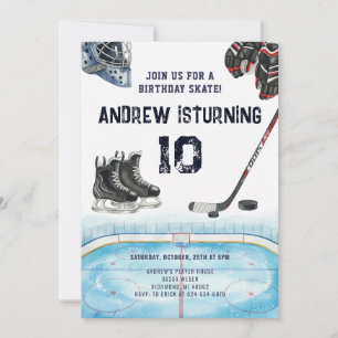 Invitación de cumpleaños de hockey sobre hielo per