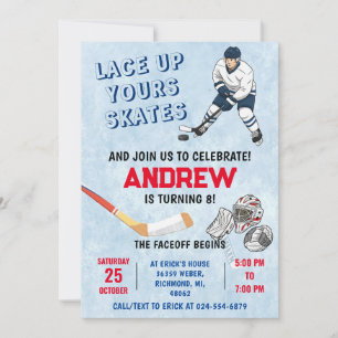 Invitación de cumpleaños de hockey sobre hielo per