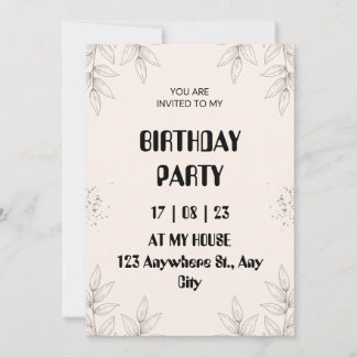 Invitación de cumpleaños de hoja marrón suave