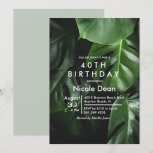 INVITACIÓN DE CUMPLEAÑOS DE HOJA TROPICAL PARA CUA