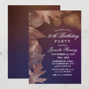 Invitación de cumpleaños de hojas de otoño para cu