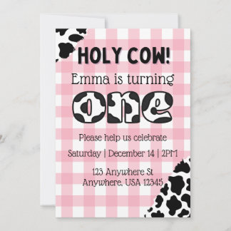 Invitación de cumpleaños de Holy Cow Two Moo-dy