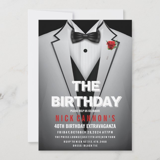 Invitación de cumpleaños de hombre de cualquier ed (Anverso)