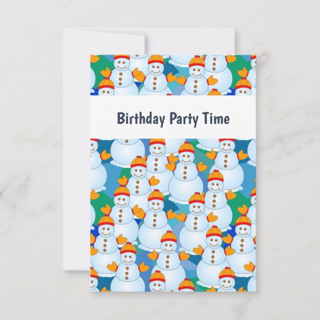 Invitación de cumpleaños de hombres de nieve (Anverso)