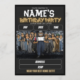 Invitación de cumpleaños de Homies, nostalgia de l