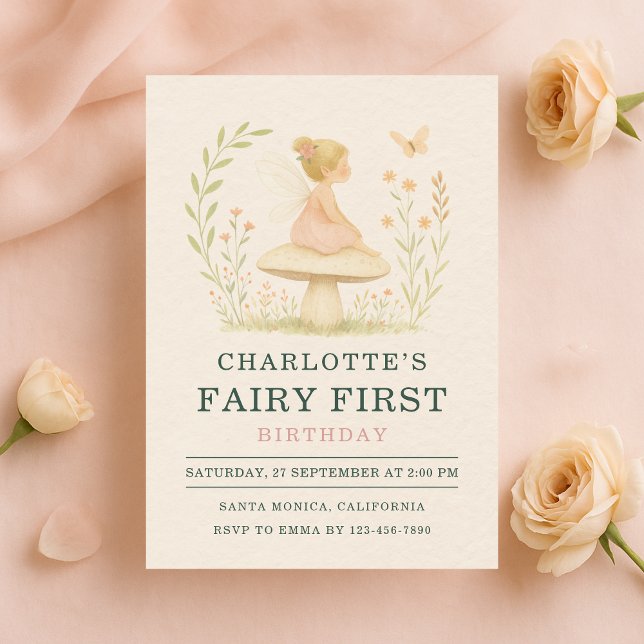 Invitación de cumpleaños de hongo Fairy First 1st (Subido por el creador)