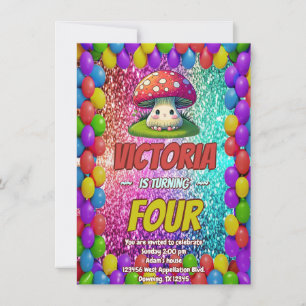Invitación de cumpleaños de hongos para los niños