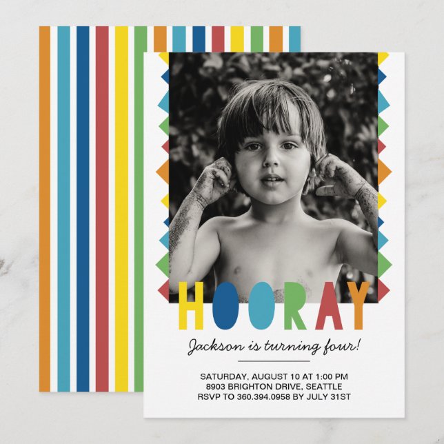 Invitación de cumpleaños de Hooray (Anverso / Reverso)
